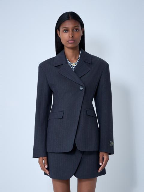 GANNI Stretch Stripe Single-Breasted Blazer