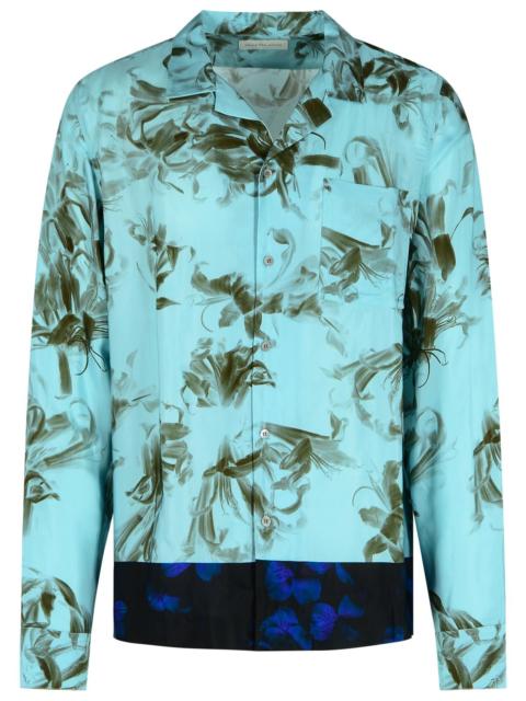 Dries Van Noten Dries Van Noten Light Blue Viscose Shirt Men