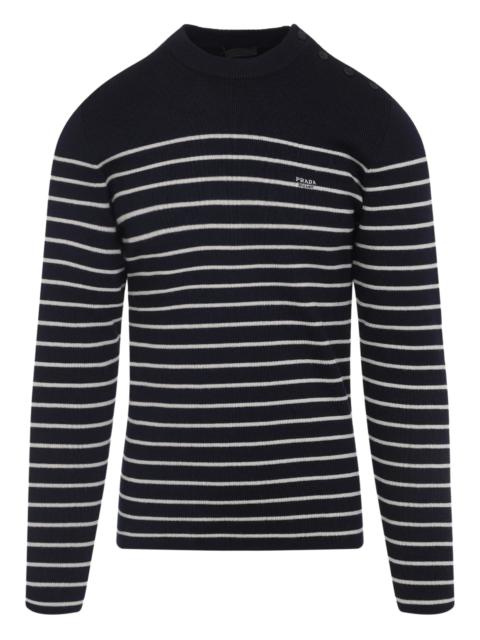 Prada Prada Striped Embroidered-logo Sweater