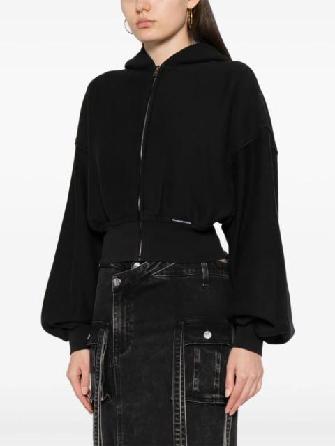 alexanderwang.t T BY ALEXANDER WANG Women Branded Seam Label Cropped Zip Up Hoodie