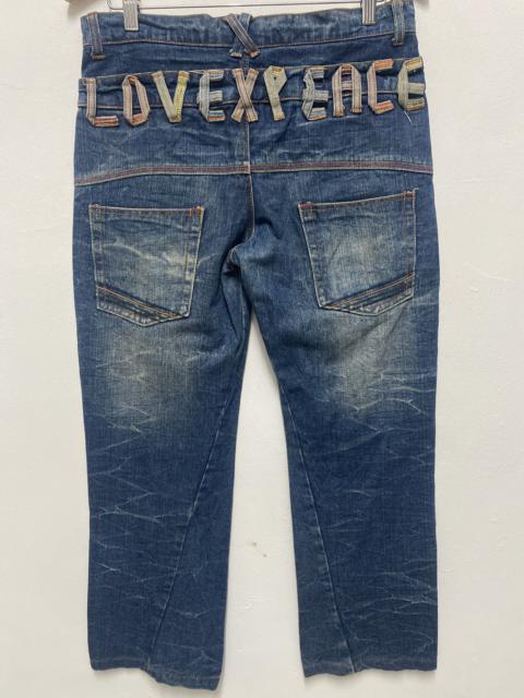 Rare “LOVE X PEACE” Distressed Vintage Japanese Denim Jeans – Size 82cm