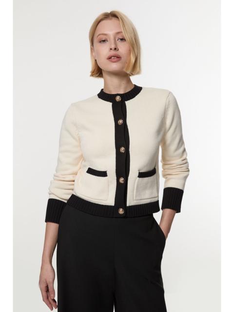 KAREN MILLEN Cotton Cropped Knit Boxy Cardigan