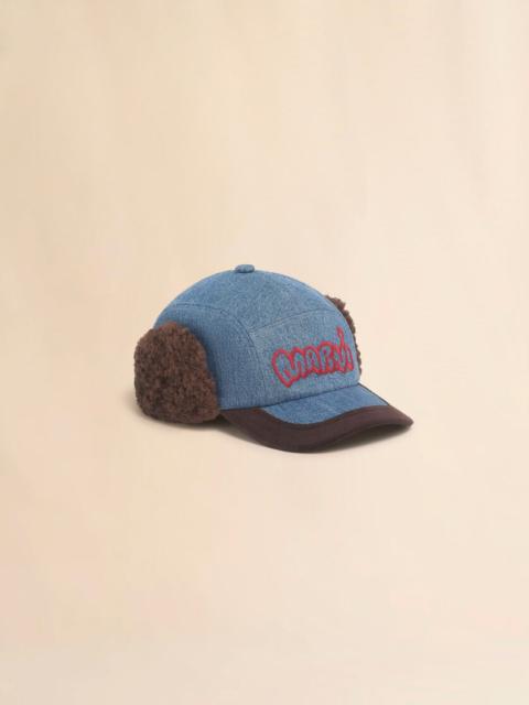 Marni BLUE BULL DENIM AVIATOR BASEBALL CAP