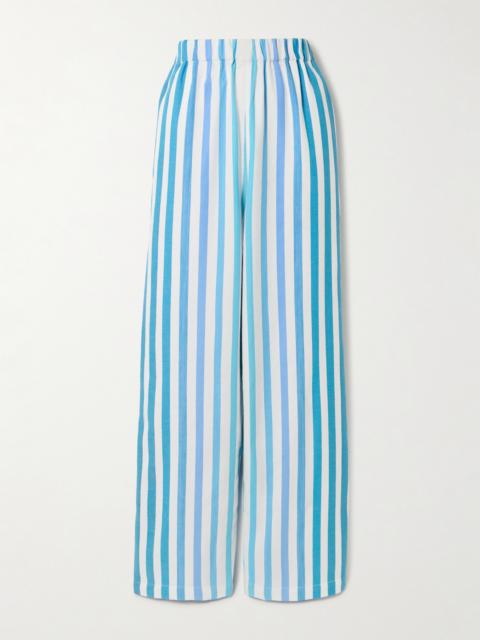 MARRAKSHI LIFE Palazzo Striped Cotton-blend Wide-leg Pants