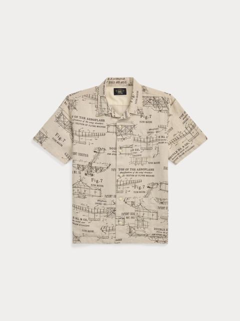 RRL by Ralph Lauren Airplane-Print Linen Camp Shirt