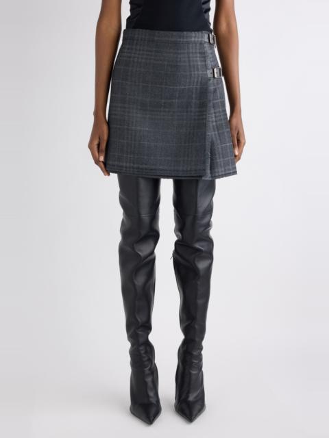 BALENCIAGA Balenciaga Tartan Wool Kilt Miniskirt in 1240 Grey at Nordstrom