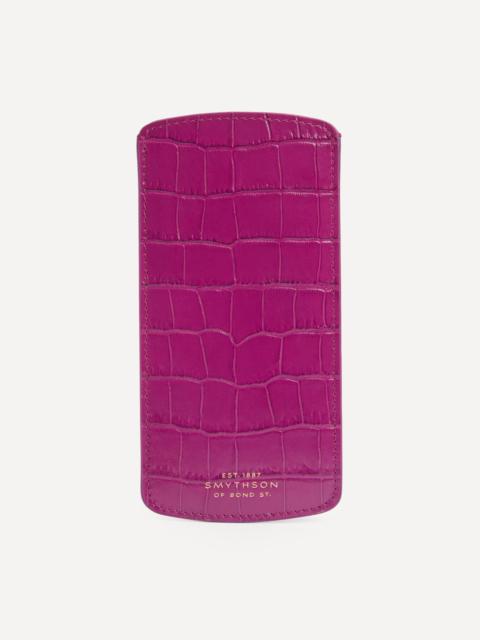 Smythson Mara Croc-Embossed Leather Glasses Case