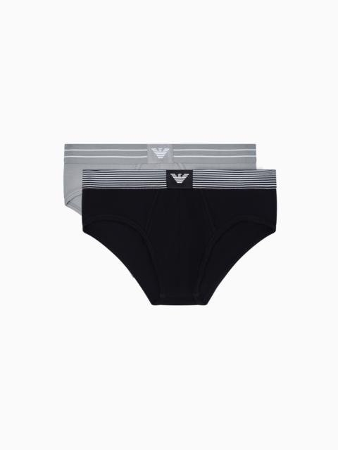 EMPORIO ARMANI TWO-PACK OF ASV LOGOLABEL ORGANIC JERSEY BRIEFS