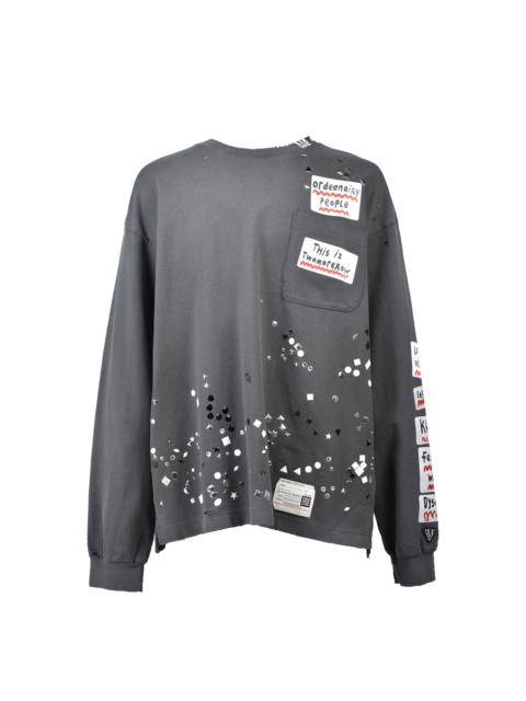 Maison MIHARAYASUHIRO EMBELLISHED STICKER LONG SLEEVES TEE / BLK