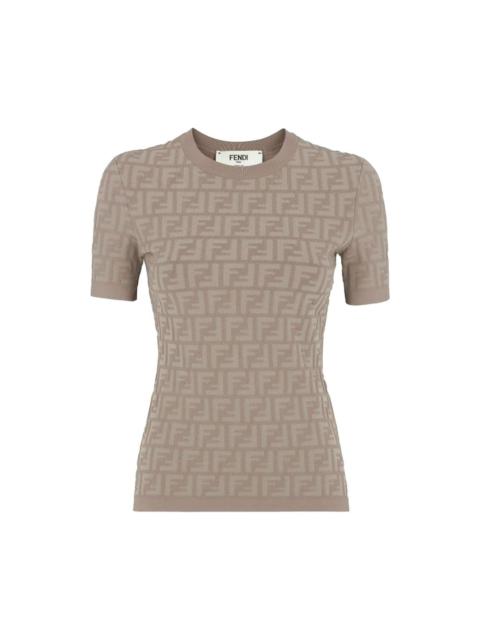 Viscose T-shirt With All-over Embossed Ff Motif