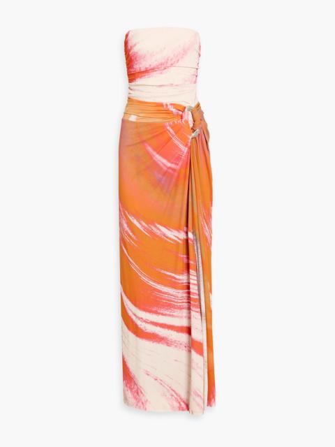 SIMKHAI Emma strapless printed stretch-jersey maxi dress