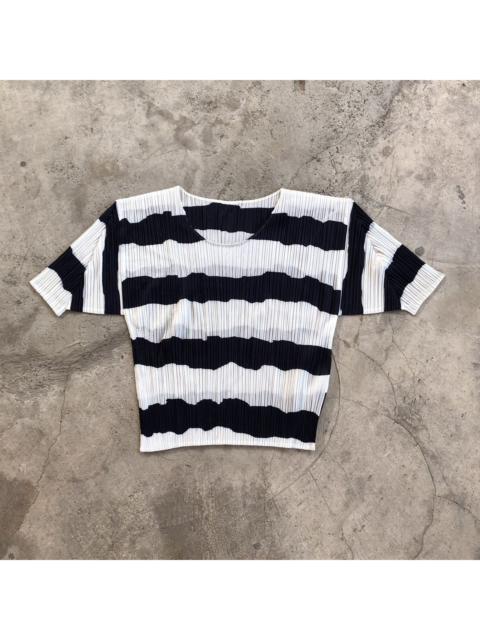 PLEATS PLEASE By Issey Miyake Black White Stripe Top