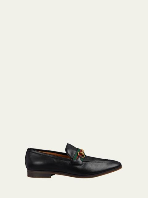 GUCCI Men's Paride Web Stripe Bit Loafers