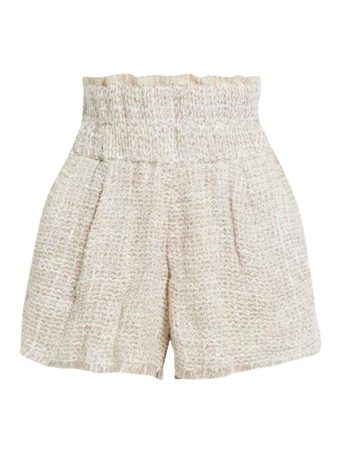 Other Designers Ournisa frayed pleated metallic tweed short