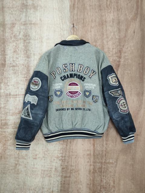 Other Designers Vintage - Posh Boy faded leather wool varsity jacket vintage #4094
