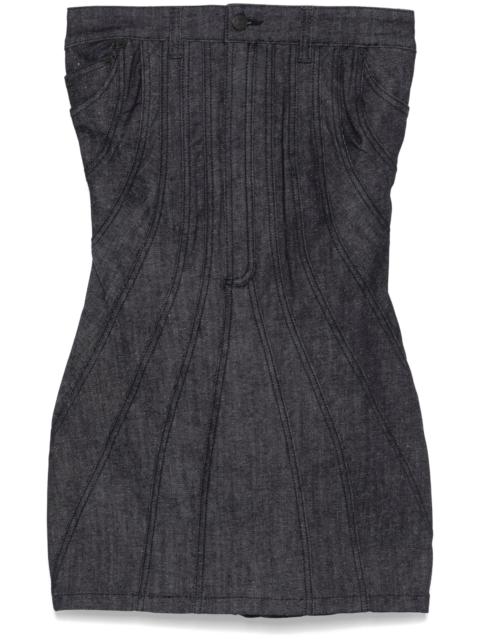 MUGLER strapless denim mini dress