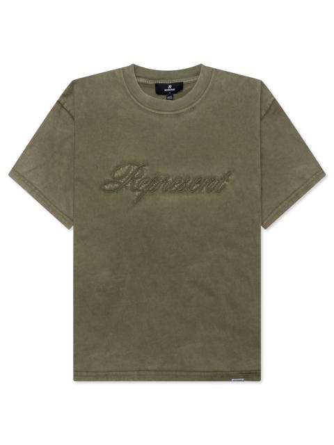 REPRESENT REP REVERSE APPLIQUE T-SHIRT - DARK OLIVE
