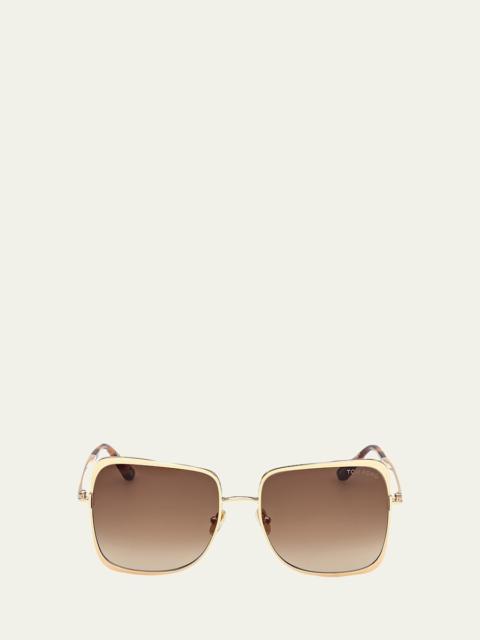 TOM FORD Tara Square Metal Sunglasses