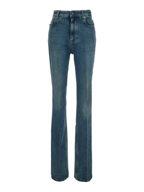 BALENCIAGA Balenciaga Women Blue High-Waisted Jeans With Logo Patch On The Back In Denim For Women