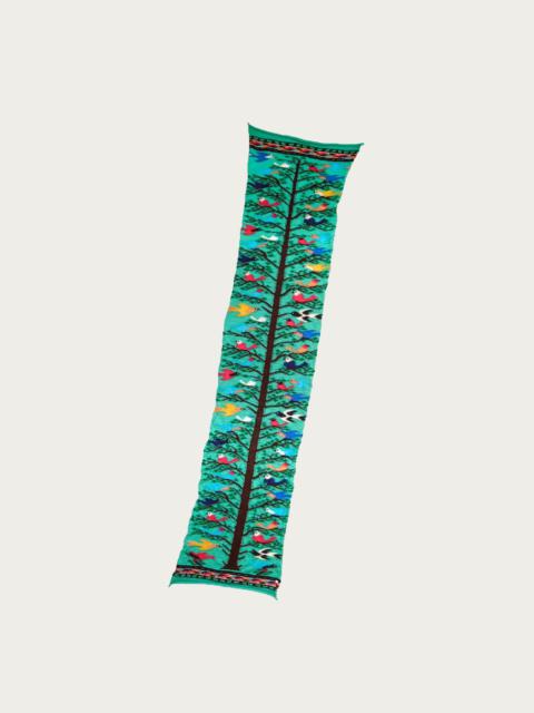 Kapital FULLING WOOL HAPPY SCARF BIRD TREE - EMERALD