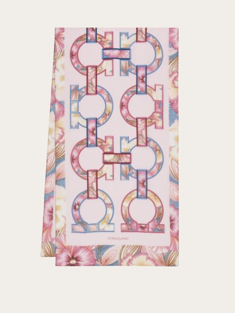 FERRAGAMO Gancini print silk scarf