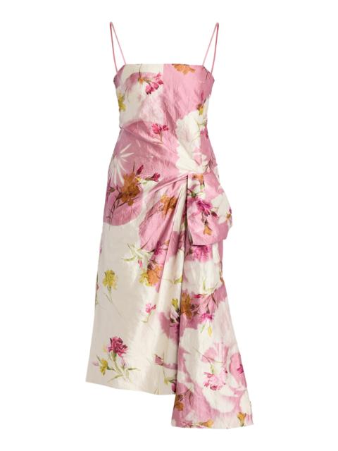 Erdem Draped-Bow Midi Dress pink