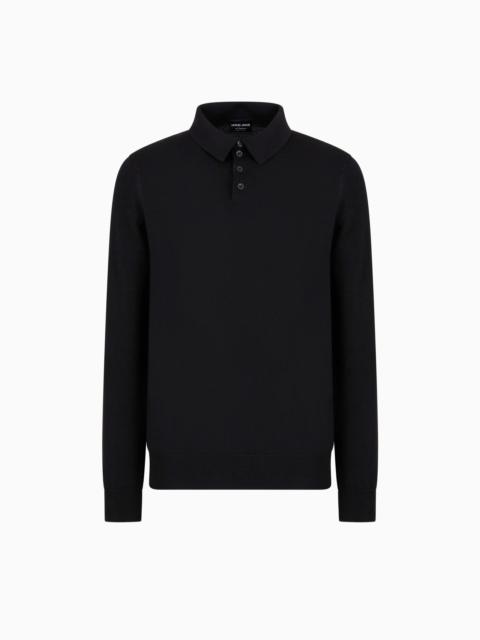 GIORGIO ARMANI Long-sleeved, pure cashmere polo shirt