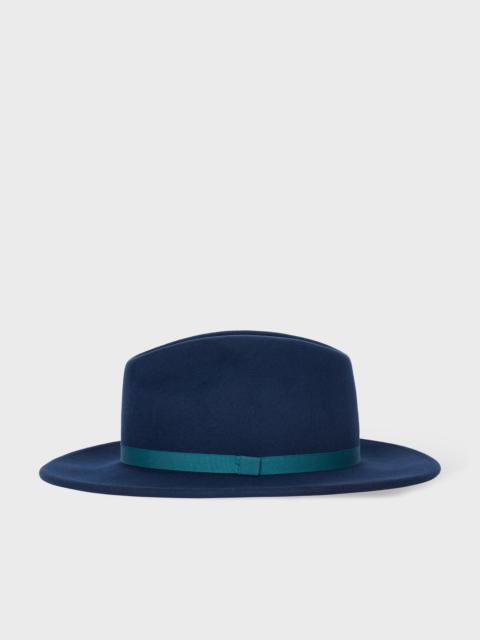 Paul Smith Women's Navy Wool 'Swirl' Lining Fedora Hat