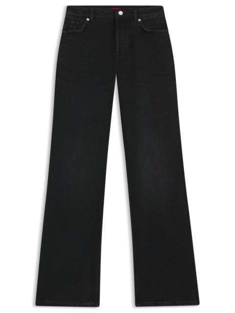 HUGO BLACK WIDE-LEG JEANS IN COMFORT-STRETCH DENIM