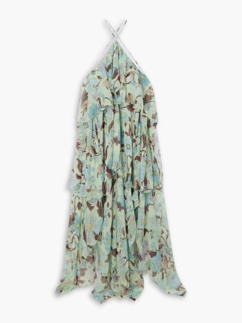 Stella McCartney Ruffled floral-print silk-chiffon halterneck maxi dress