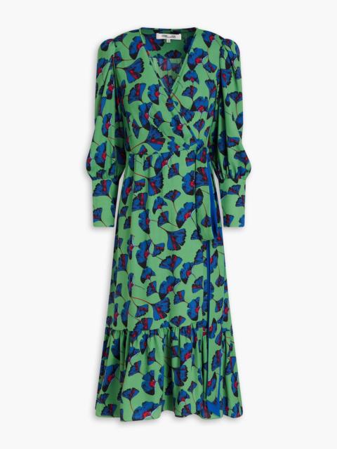 DIANE VON FURSTENBERG Blade gathered floral-print crepe midi wrap dress