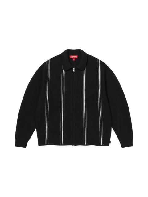 Supreme Supreme Stripe Zip Up Polo Sweater 'Black'