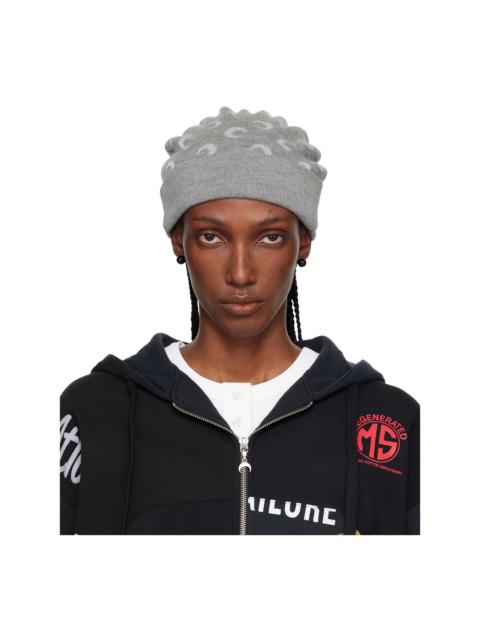 Marine Serre Gray Moon Jacquard Knit Beanie
