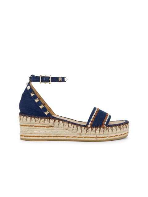 Valentino Rockstud Torchon Flatform Espadrilla Sandal