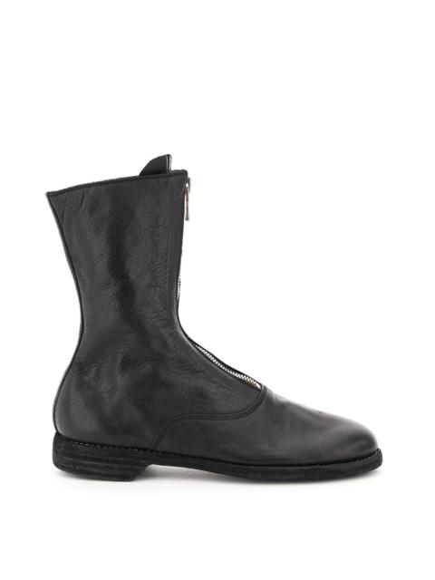 Guidi Front Zip Leather Ankle Boots Women