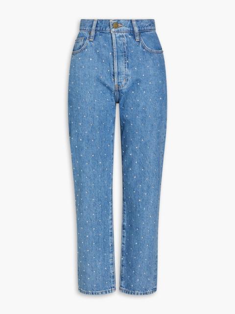 FRAME Crystal-embellished cropped straight-leg jeans
