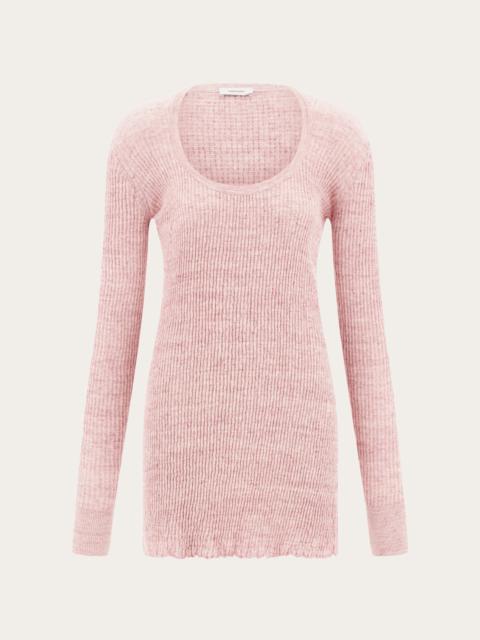 Long-sleeved linen mini dress
