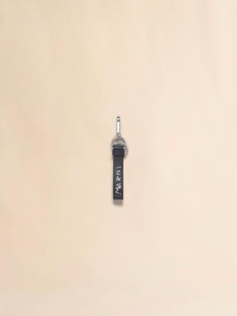Marni BLACK LEATHER KEYRING WITH MARNI MENDING