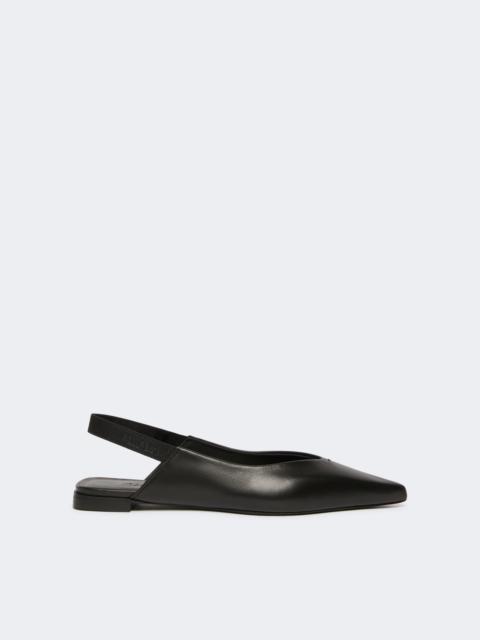 Max Mara Nappa leather flat slingbacks - BLACK