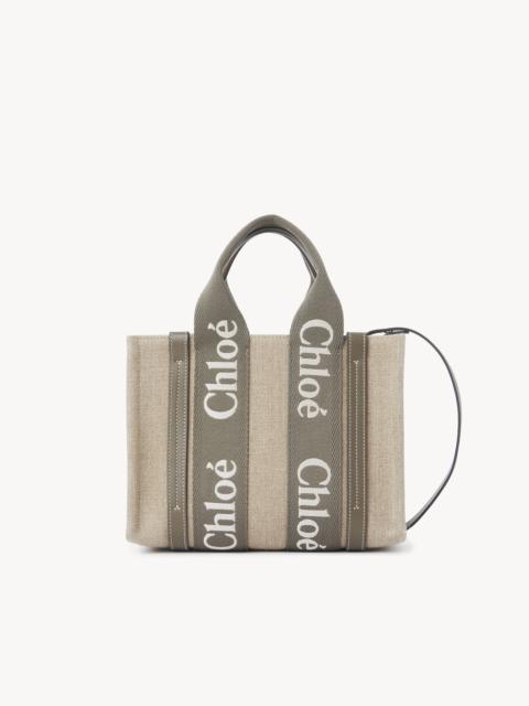 Chloé SMALL WOODY TOTE BAG IN LINEN