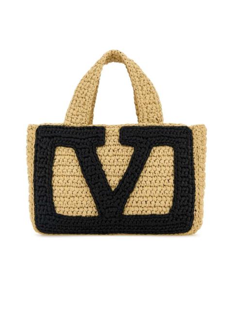Valentino Valentino Garavani Viva Superstar Small Shopping Bag In Raffia