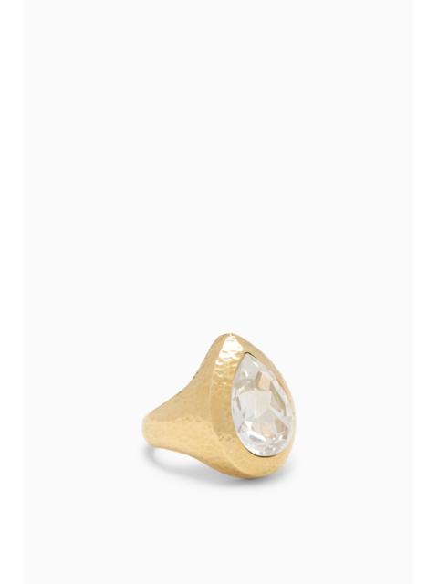 ULLA JOHNSON Eula Crystal Pear Signet Ring