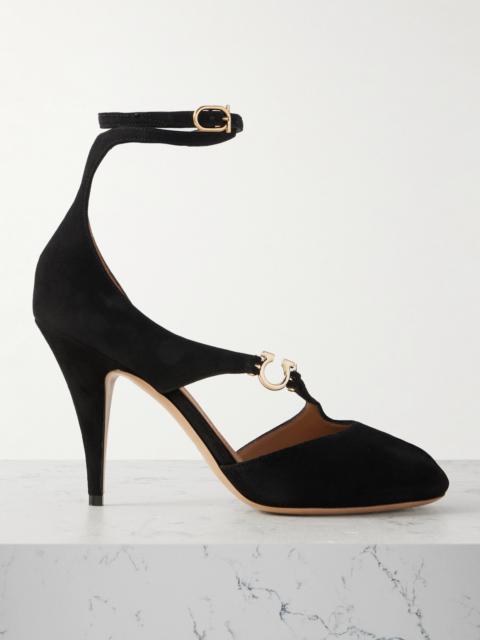 FERRAGAMO Molly Embellished Suede Pumps