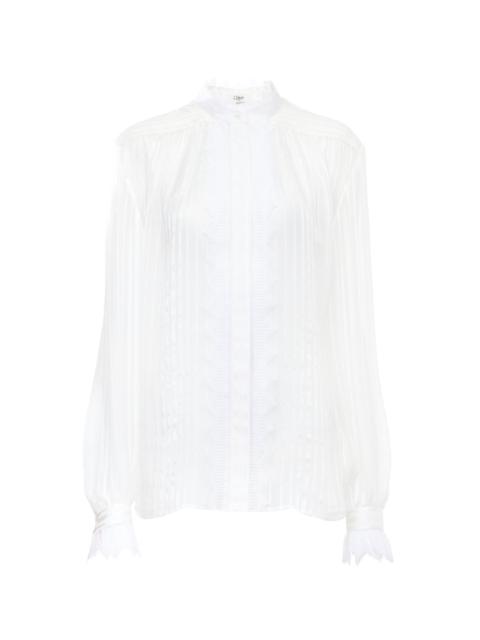 Chloé GATHERED BLOUSE IN SILK MOUSSELINE & LACE
