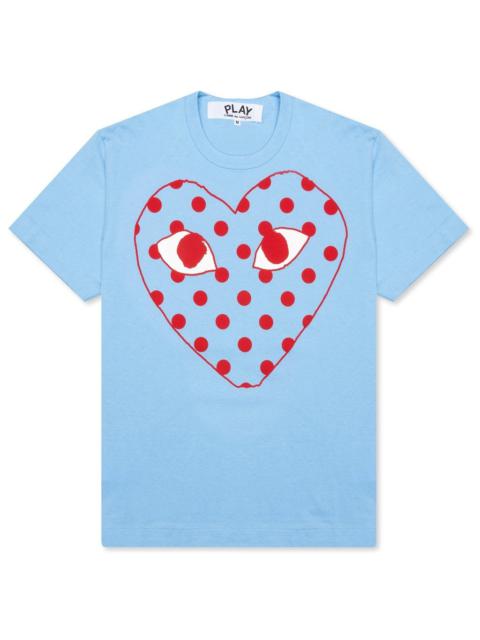 Comme des Garçons PLAY PASTELLE WOMEN'S POLKA DOT LOGO T-SHIRT - BLUE
