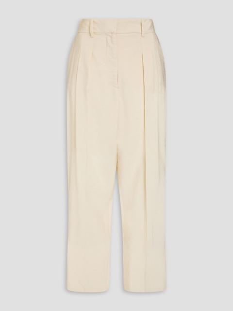 JOSEPH Tarn pleated silk-blend drill wide-leg pants
