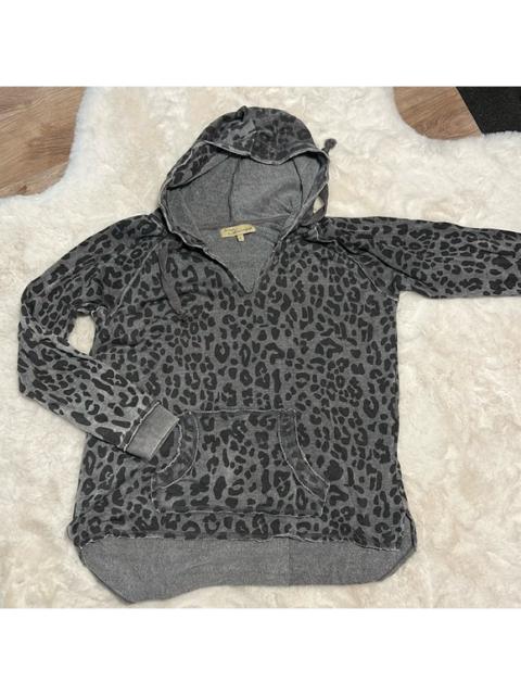 Other Designers Vintage Havana Grey Leopard Animal Print Burnout Fleece Hoodie