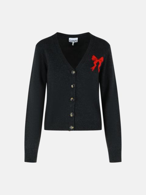 GANNI DARK GREY WOOL BLEND CARDIGAN
