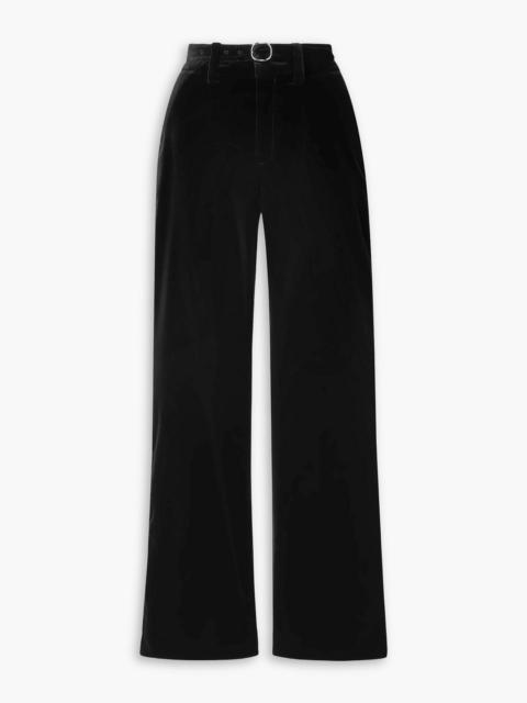 Proenza Schouler Marie belted satin-trimmed cotton-blend velvet straight-leg pants