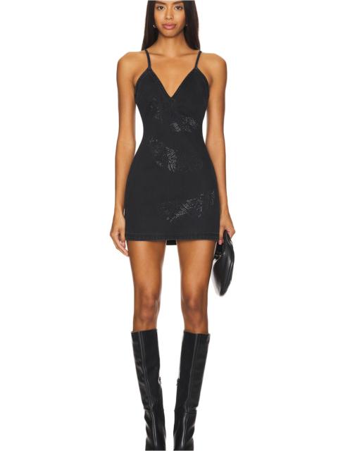 Rhinestone Feather Cami Mini Denim Dress